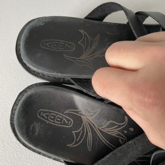 KEEN Sofia Slide Casual Sandals Black Leather Summer Comfort Women's Size 9 - Picture 8 of 11